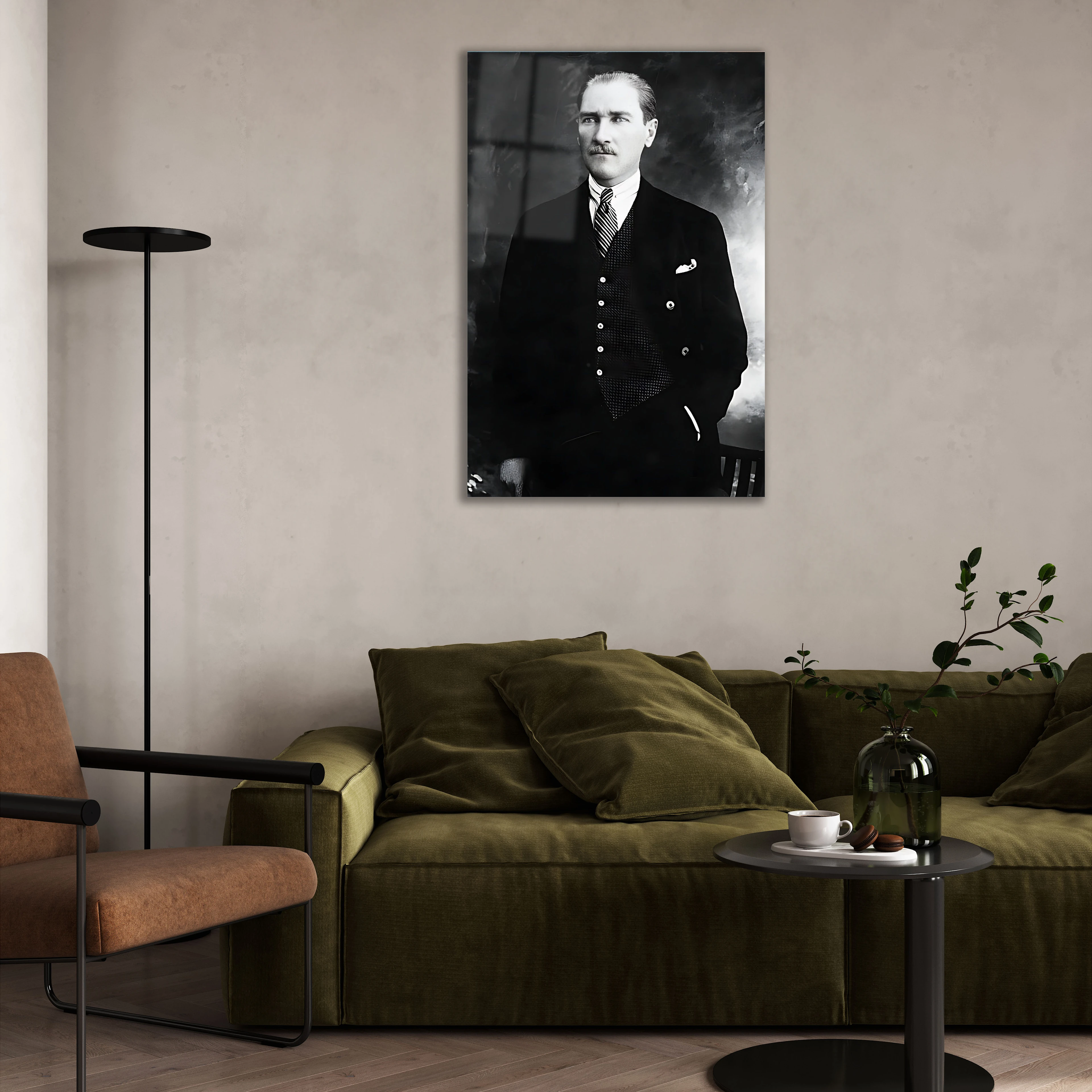 Mustafa Kemal Atatürk Portresi Cam Tablo